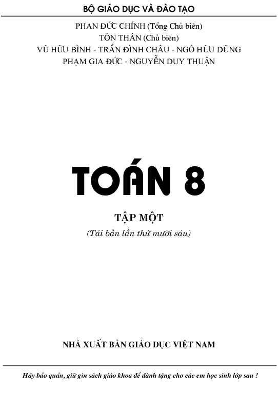 Sách Giáo Khoa Toán 8 Tập 1