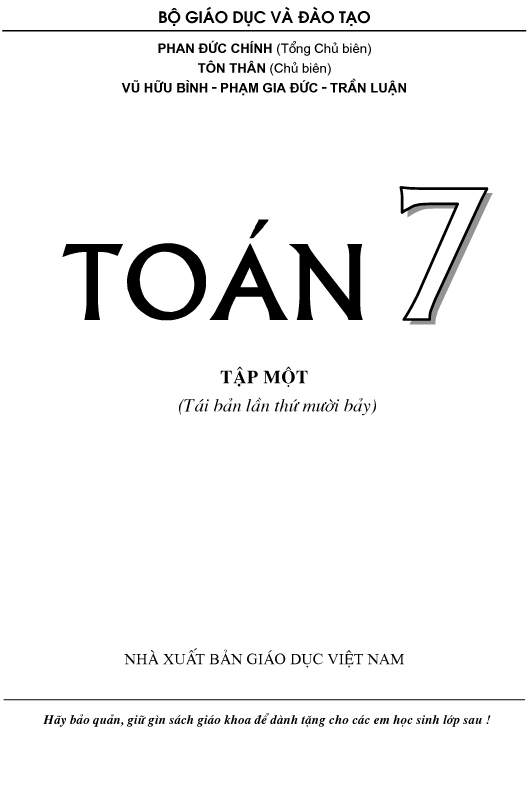 Sách Giáo Khoa Toán 7 Tập 1