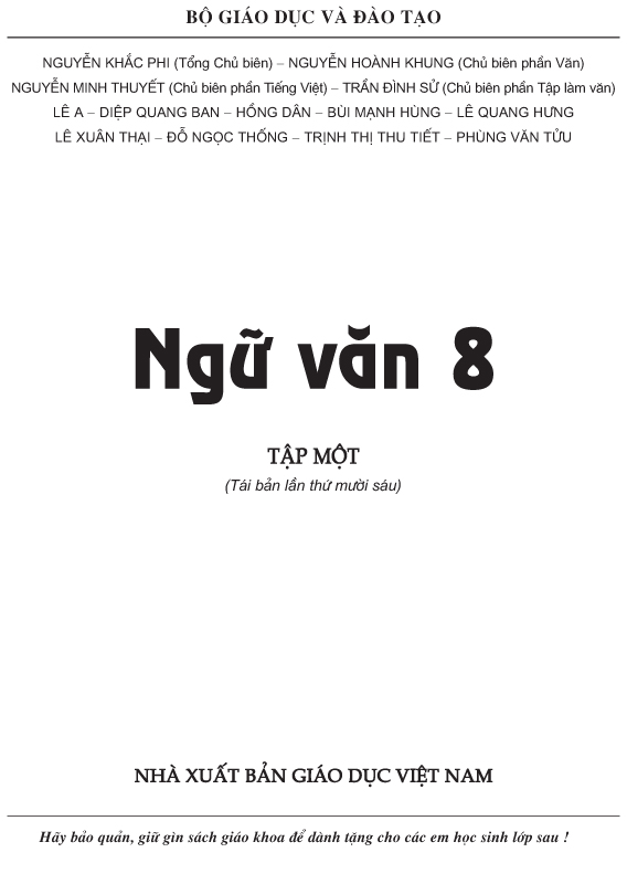 Sách Giáo Khoa Ngữ Văn 8 Tập 1