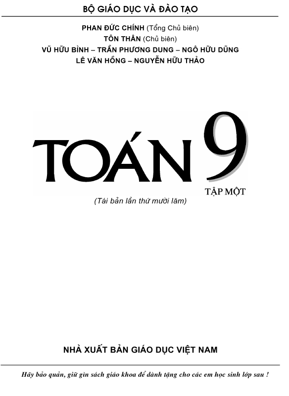 Sách Giáo Khoa Toán 9 Tập 1